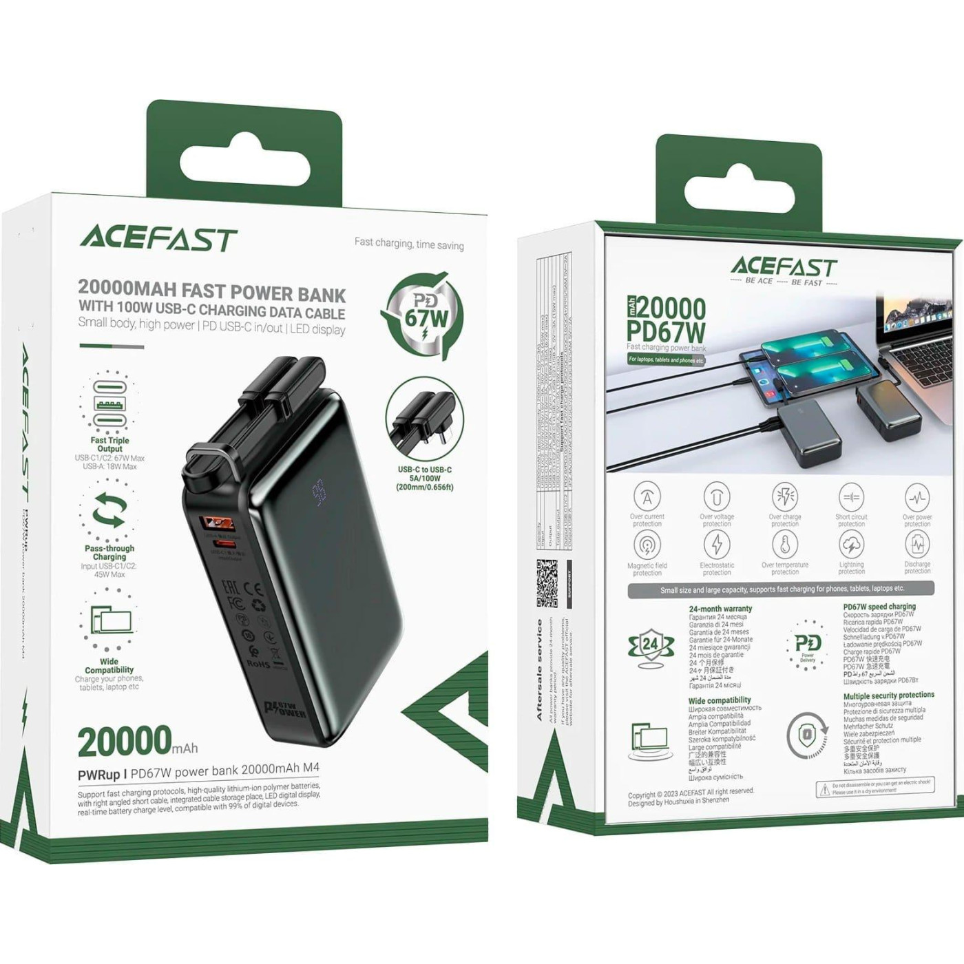 Павербанк Acefast Black 20 000 mAh / 67 Вт (6974316282723)