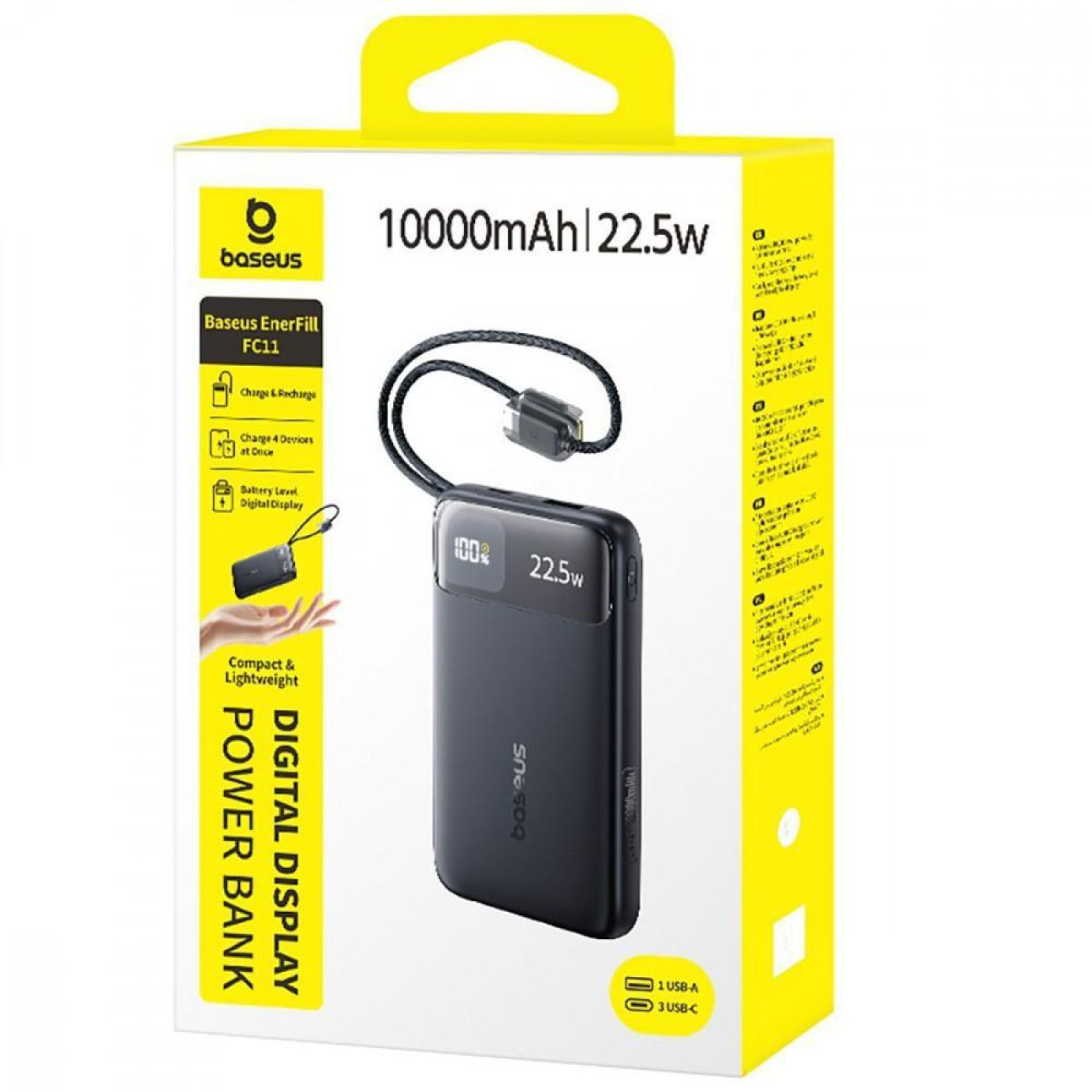 Павербанк Baseus EnerFill FC11 Digital Display Black 10 000 mAh / 22.5 Вт (E0030400)
