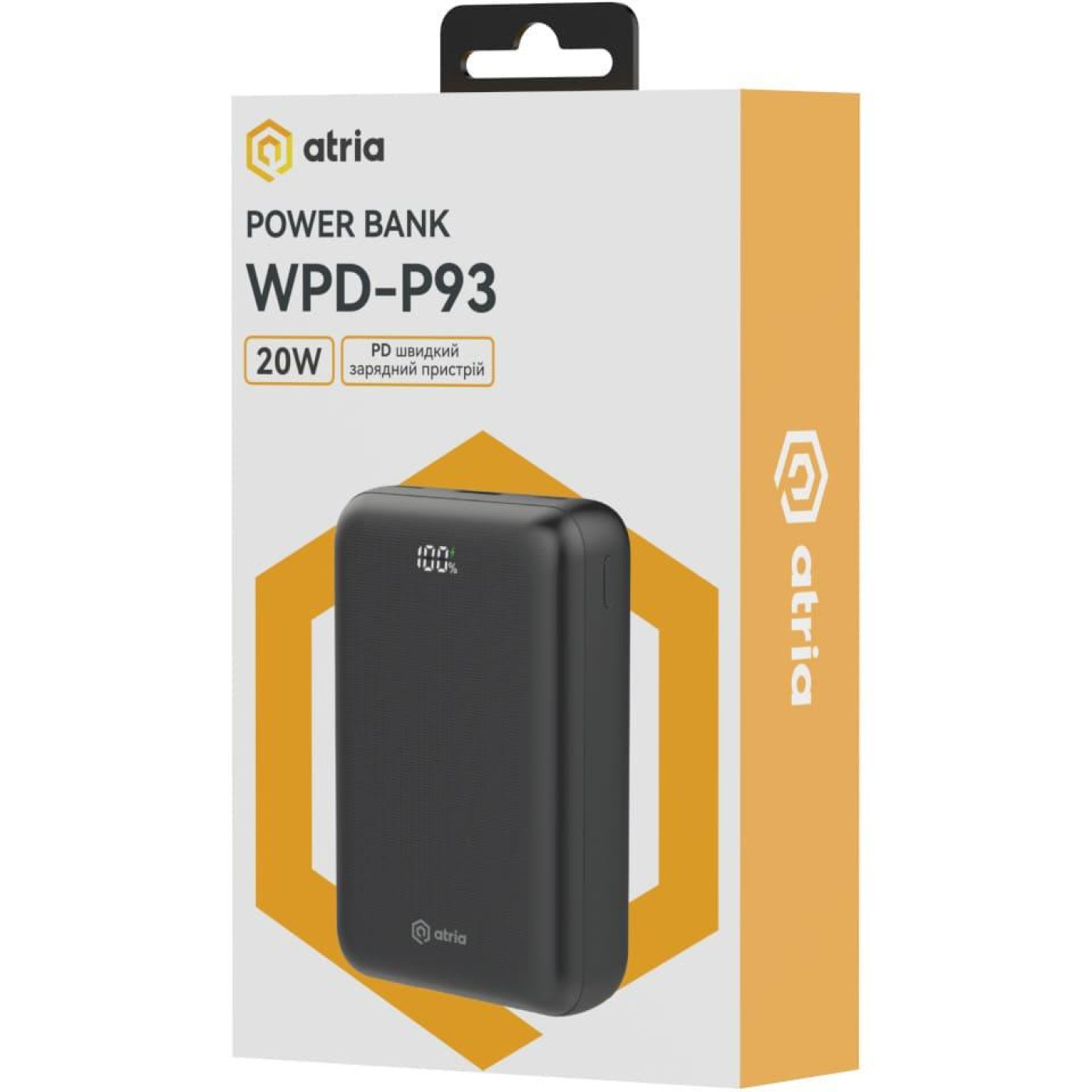 Павербанк ATRIA Black 30 000 mAh / 22.5 Вт (WPD-P93)