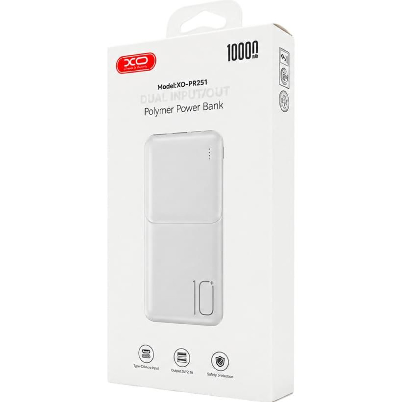 Павербанк XO White 10 000 mAh / (XO-PR251)