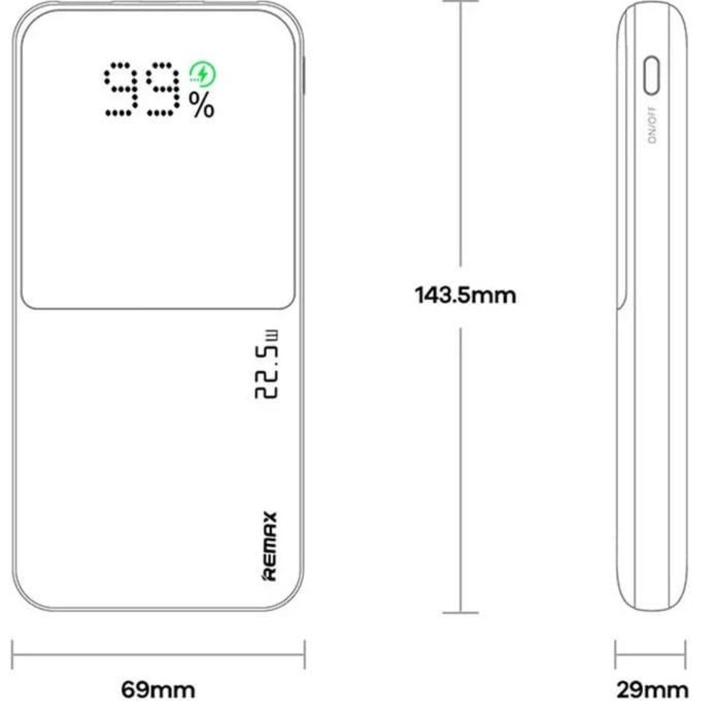 Павербанк Remax Black 20 000 mAh / (RPP-623)