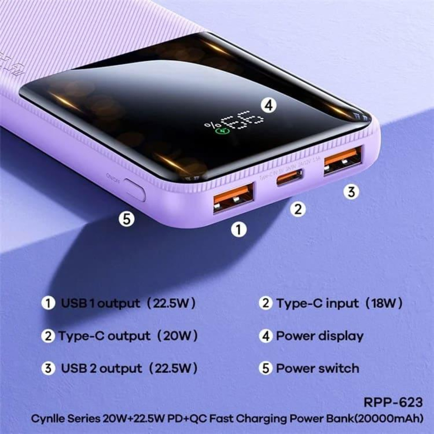 Павербанк Remax Black 20 000 mAh / (RPP-623)