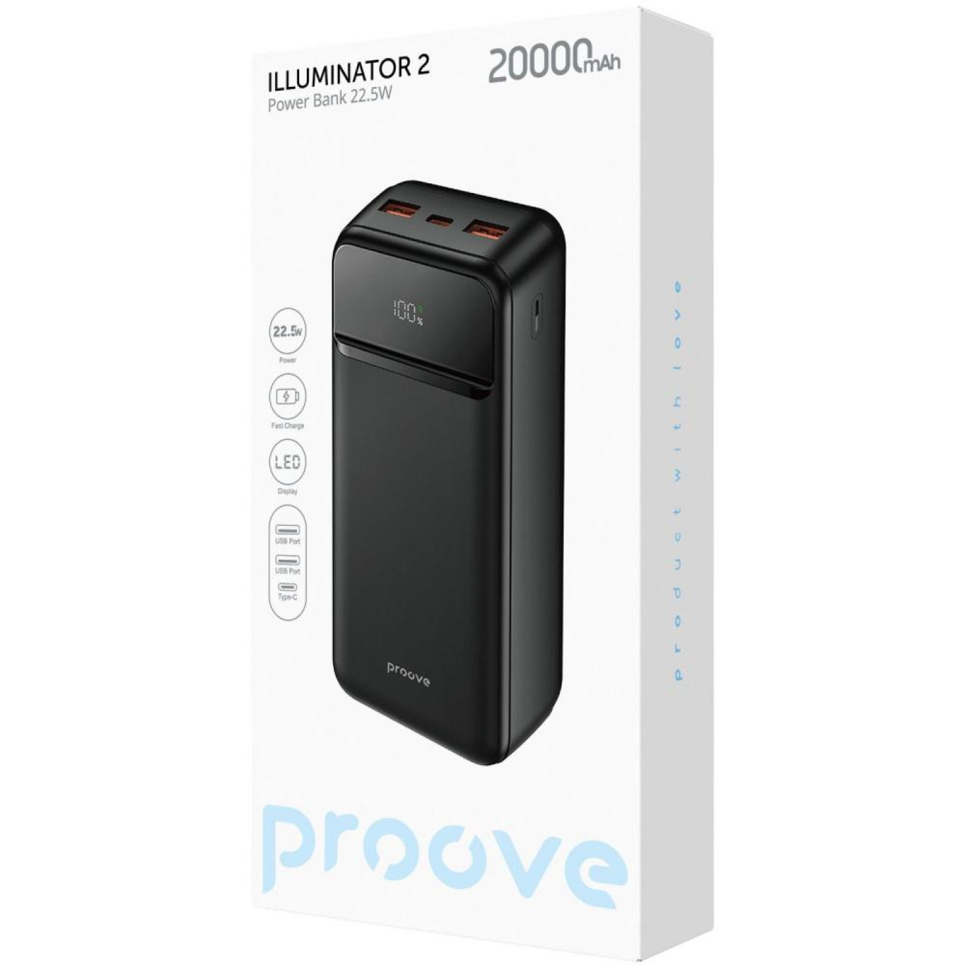 Павербанк Proove Illuminator 2 Black 20 000 mAh / 22.5 Вт (PBIP20212201)