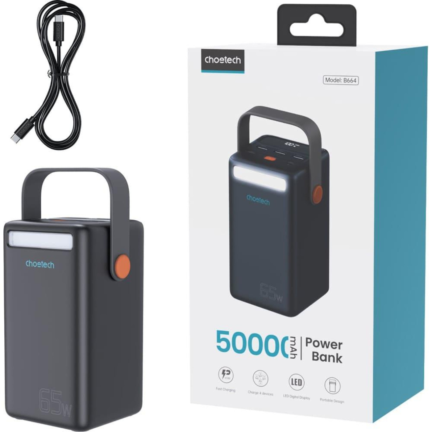Павербанк Choetech Black 50 000 mAh / 65 Вт (B664-CCBE)