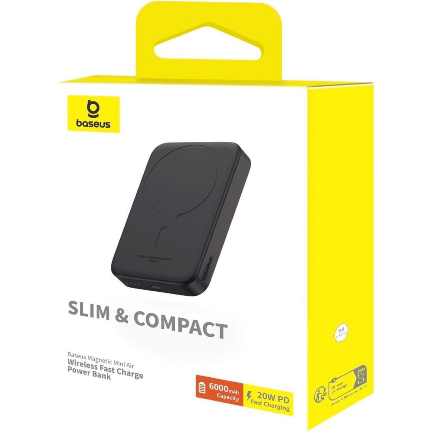 Павербанк Baseus Magnetic Wireless Mini Air Black 6 000 mAh / 20 Вт (P10059002113-00)