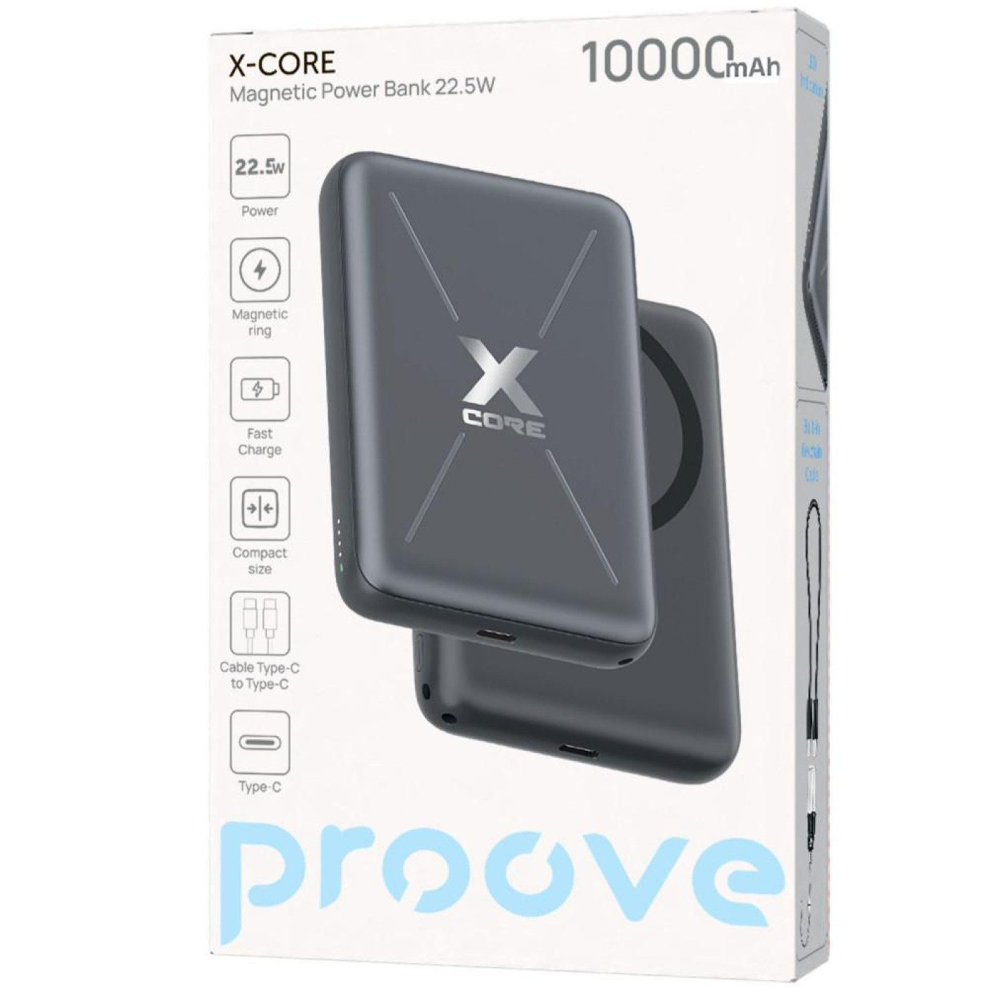 Павербанк Proove X-Core Gray 10 000 mAh / 22.5 Вт (PNXC22010003)