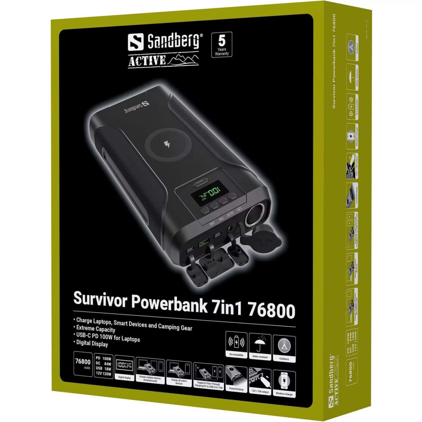 Павербанк Sandberg Black 76 800 mAh / 120 Вт (421-15)