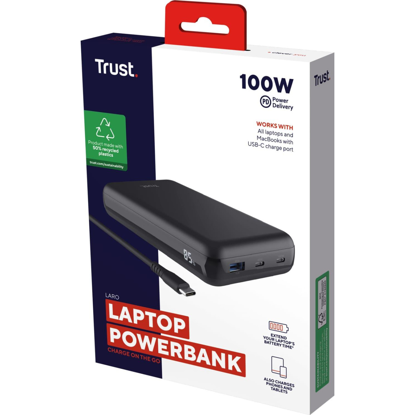 Павербанк Trust Black 20 000 mAh / 100 Вт (25240_TRUST)