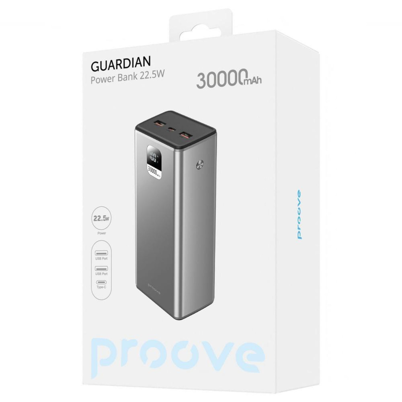 Павербанк Proove Guardian Gray 30 000 mAh / 22.5 Вт (PBG322210004)