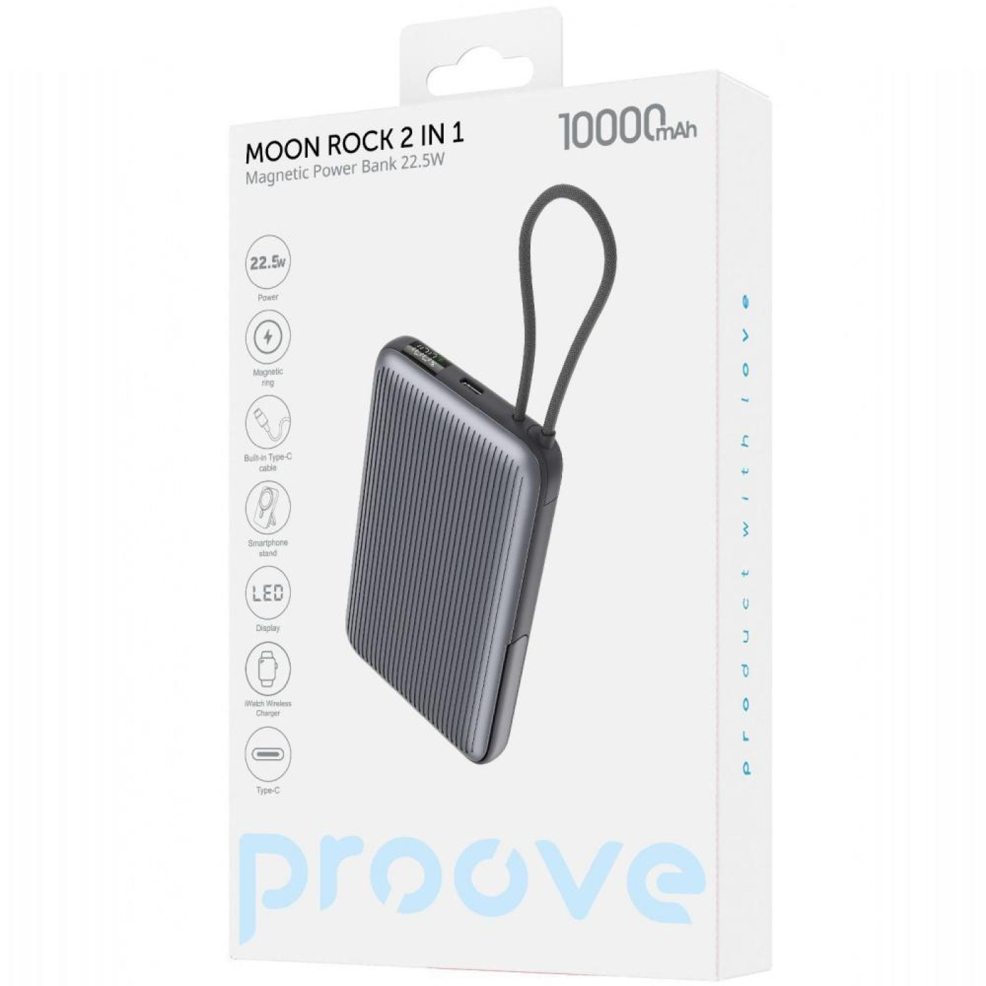 Павербанк Proove Moon Rock 2 in 1 Gray 10 000 mAh / 22.5 Вт (PBR122012105)