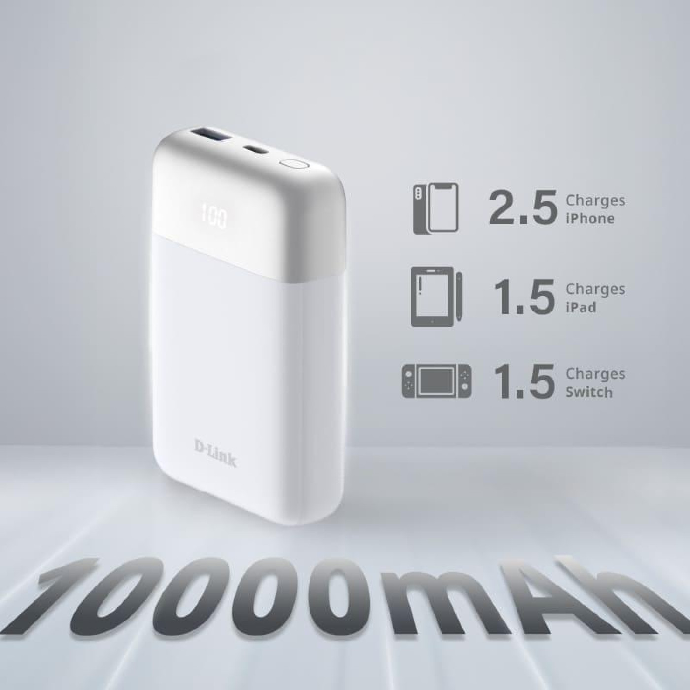 Павербанк D-Link White 10 000 mAh / 18 Вт (DPP-101)