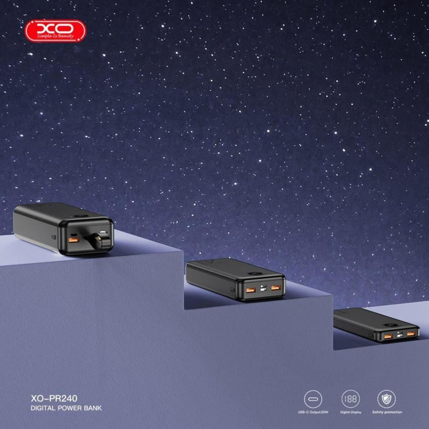Павербанк XO Black 30 000 mAh / 22.5 Вт (PR240.black)