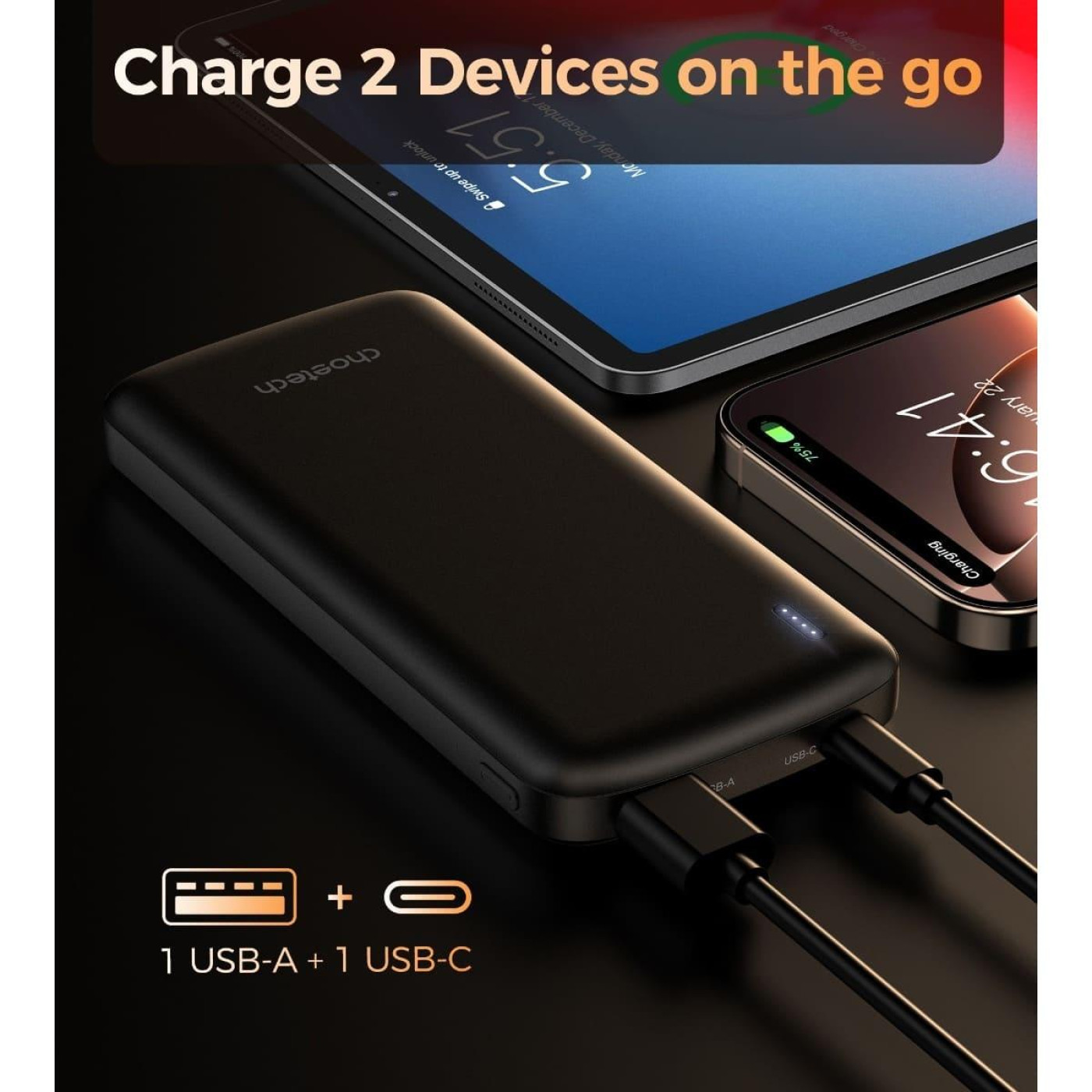 Павербанк Choetech Black 10 000 mAh / 12 Вт (B850-ACBK)