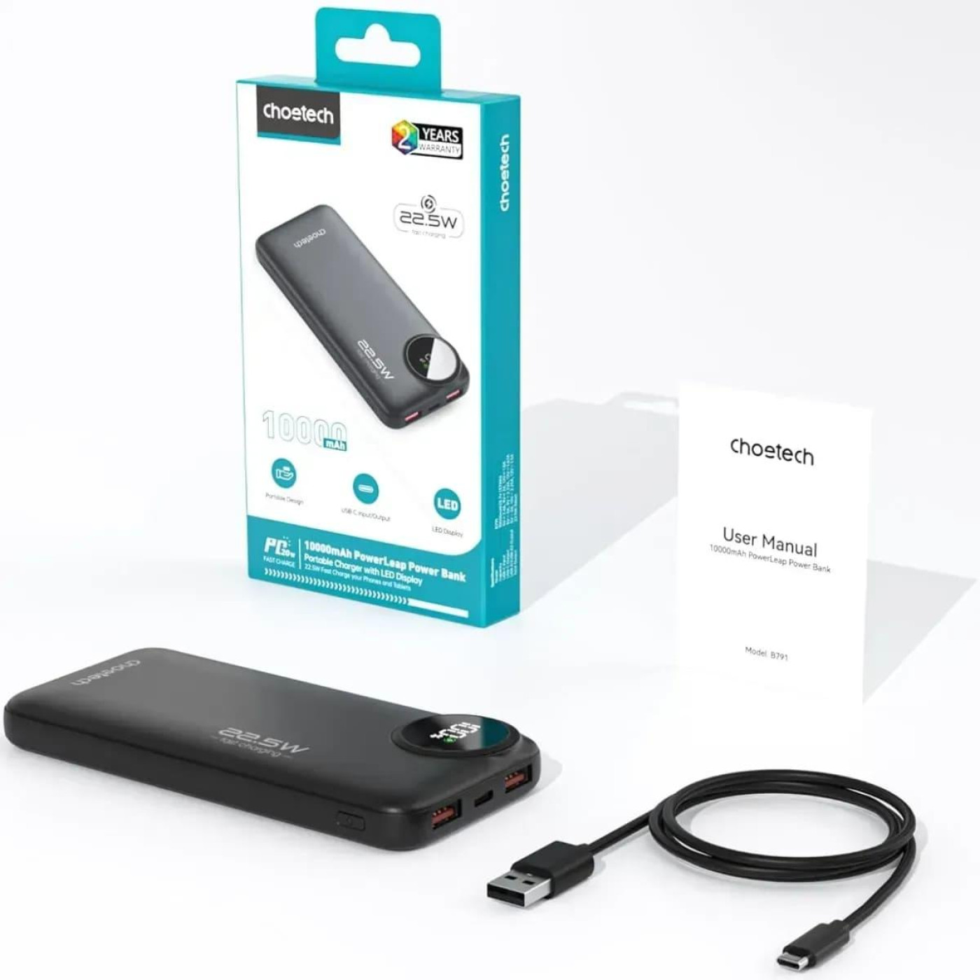 Павербанк Choetech Black 10 000 mAh / 22.5 Вт (M15-B791-ACBK-NG)