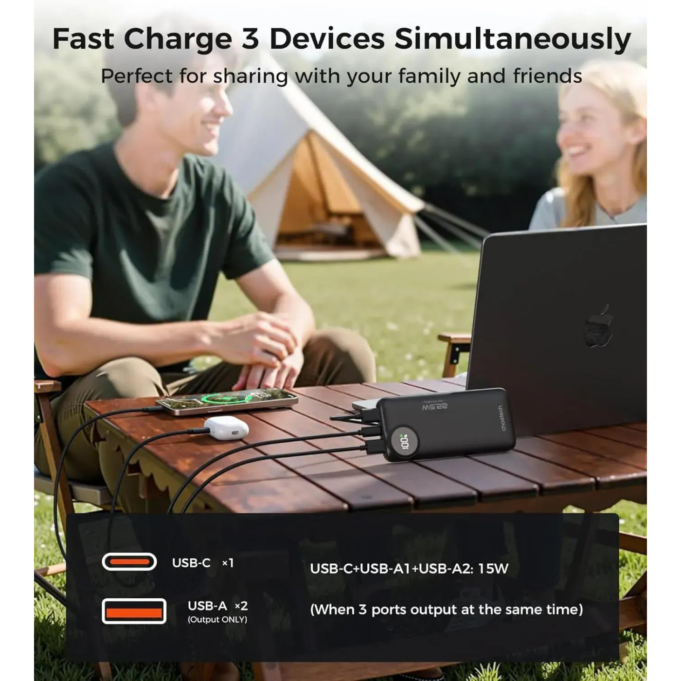 Павербанк Choetech Black 10 000 mAh / 22.5 Вт (M15-B791-ACBK-NG)