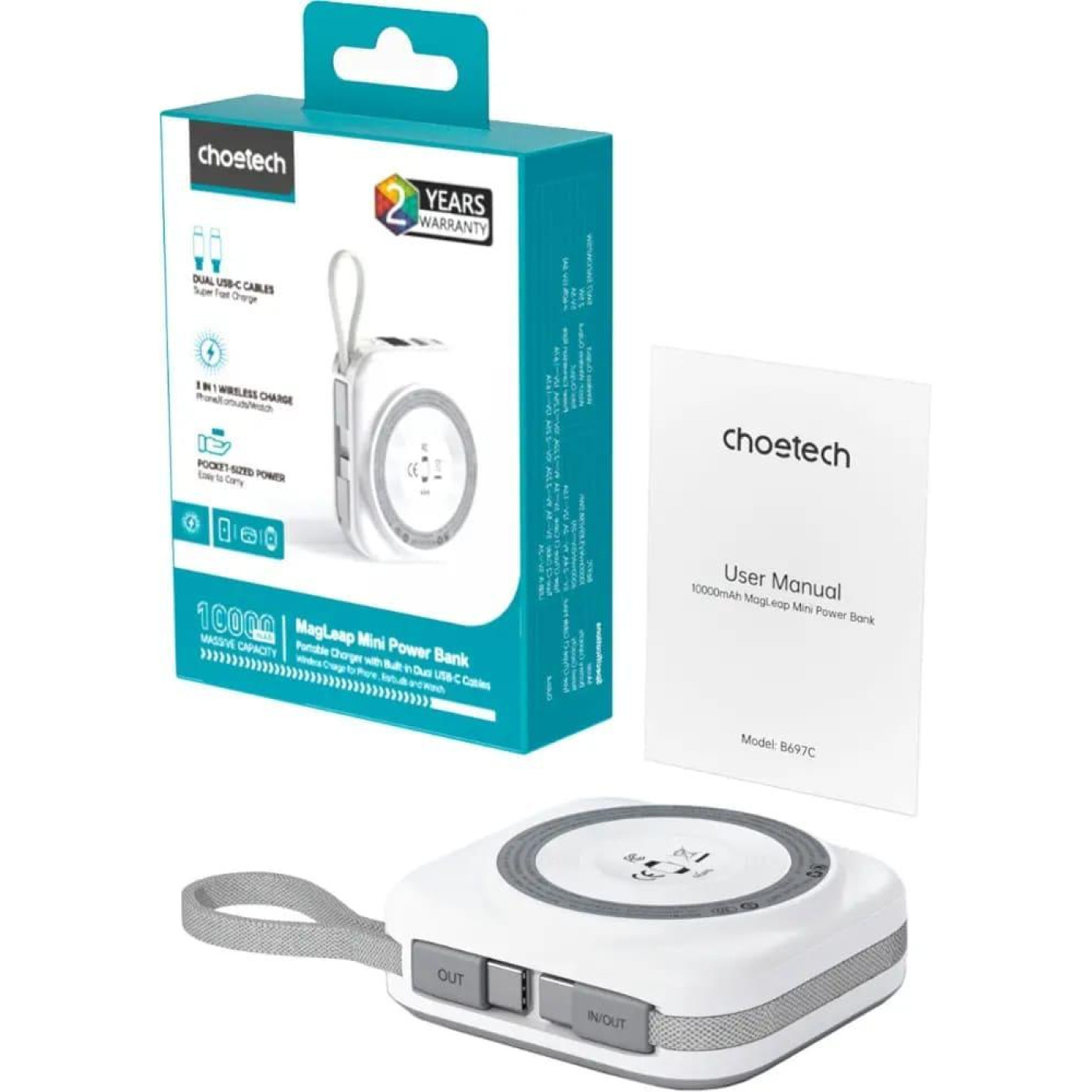 Павербанк Choetech Magnetic Wireless Gray 10 000 mAh / 22.5 Вт (B697C-WHSL)