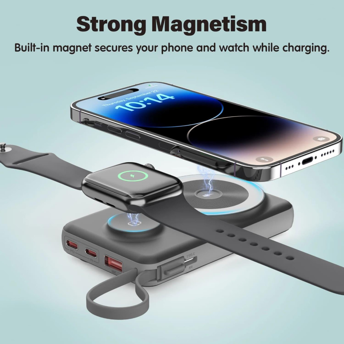 Павербанк Choetech Magnetic Wireless Black 10 000 mAh / 22.5 Вт (B695-BK)