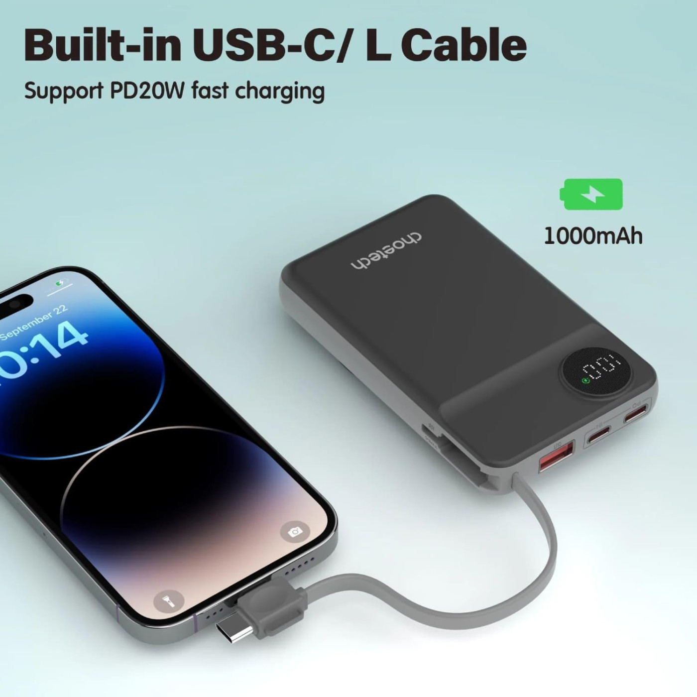Павербанк Choetech Magnetic Wireless Black 10 000 mAh / 22.5 Вт (B695-BK)