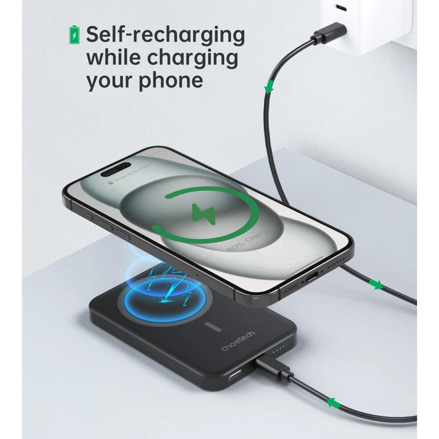 Павербанк Choetech Magnetic Wireless Black 5 000 mAh / 15 Вт (B709-CCBK)