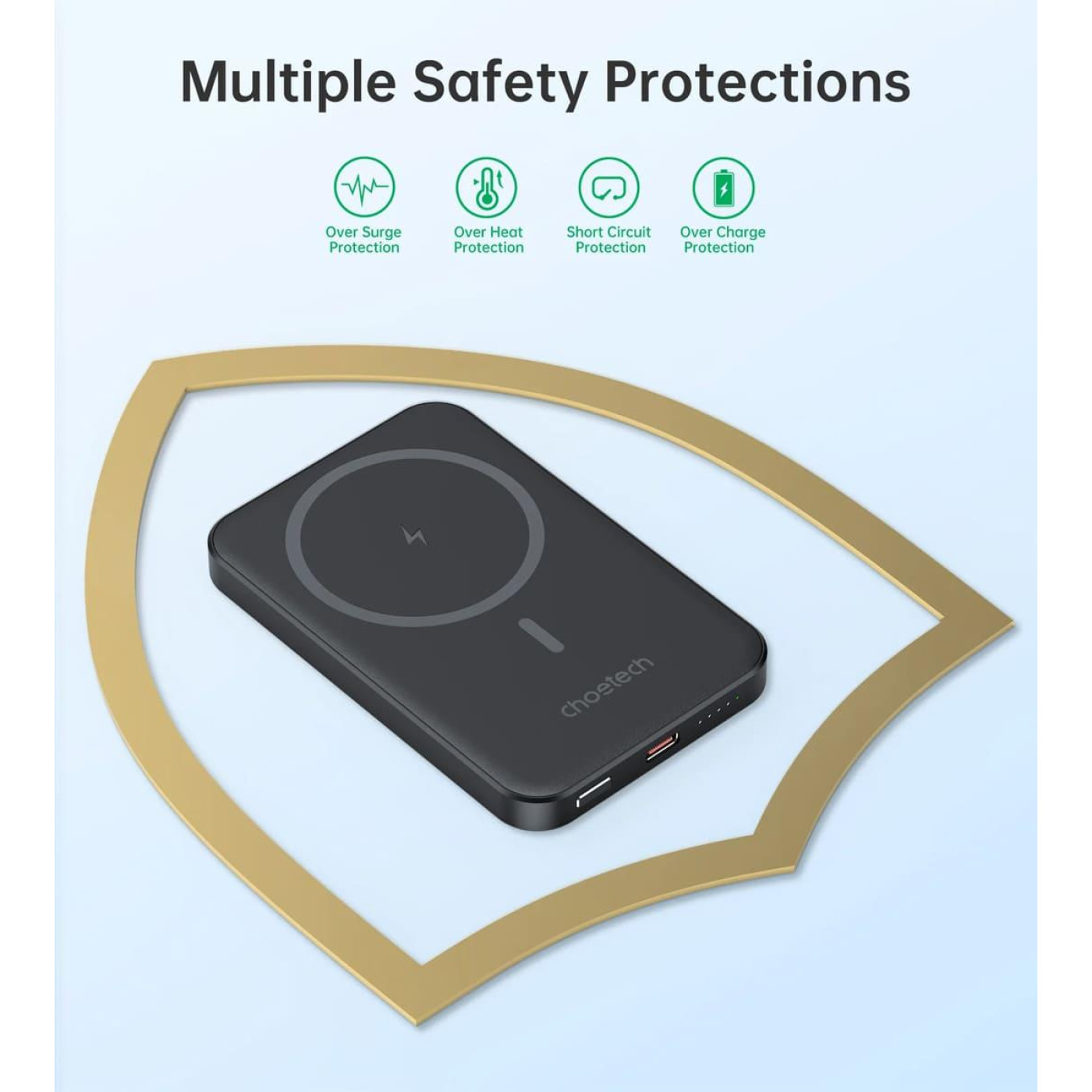 Павербанк Choetech Magnetic Wireless Black 5 000 mAh / 15 Вт (B709-CCBK)