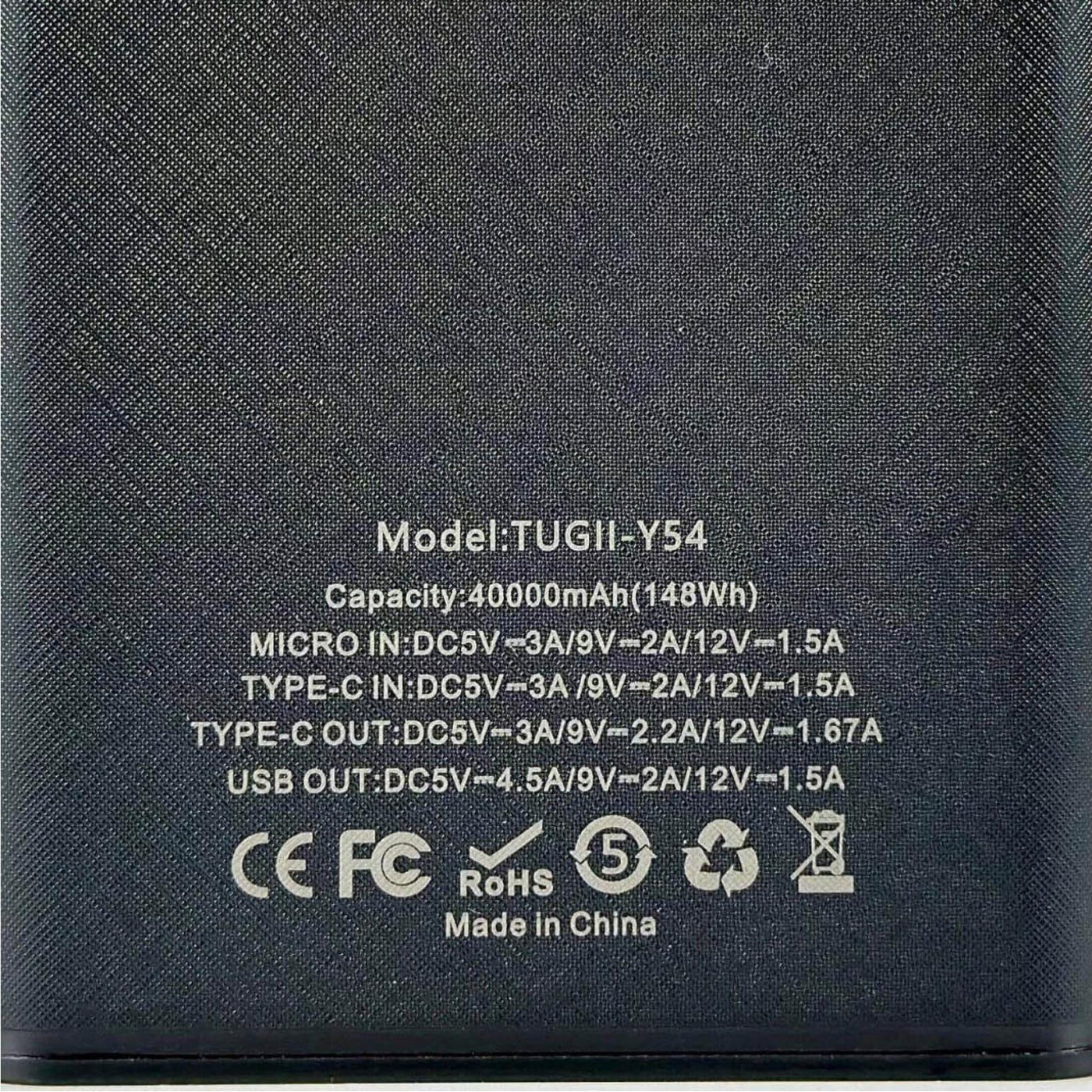 Павербанк TUGII Black 40 000 mAh / 22.5 Вт (TUGII-Y54)