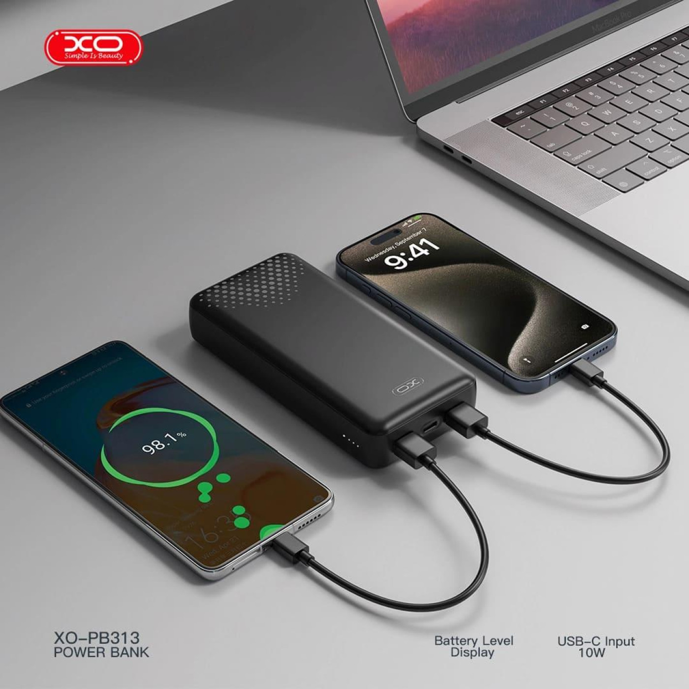 Павербанк XO Black 20 000 mAh / 10.5 Вт (PB313.black)