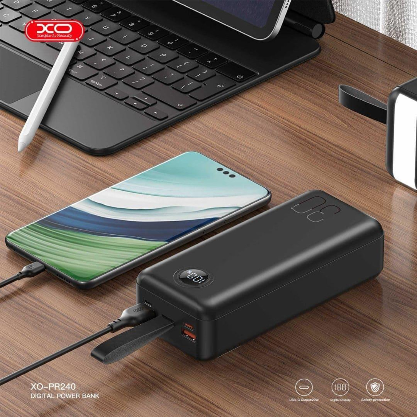 Павербанк XO Black 30 000 mAh / 22.5 Вт (PR240.black)