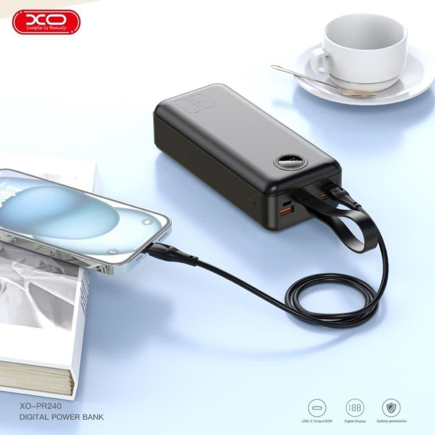 Павербанк XO Black 30 000 mAh / 22.5 Вт (PR240.black)