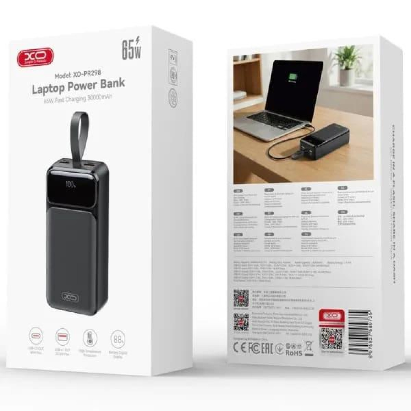 Павербанк XO Black 30 000 mAh / 65 Вт (PR298.black)