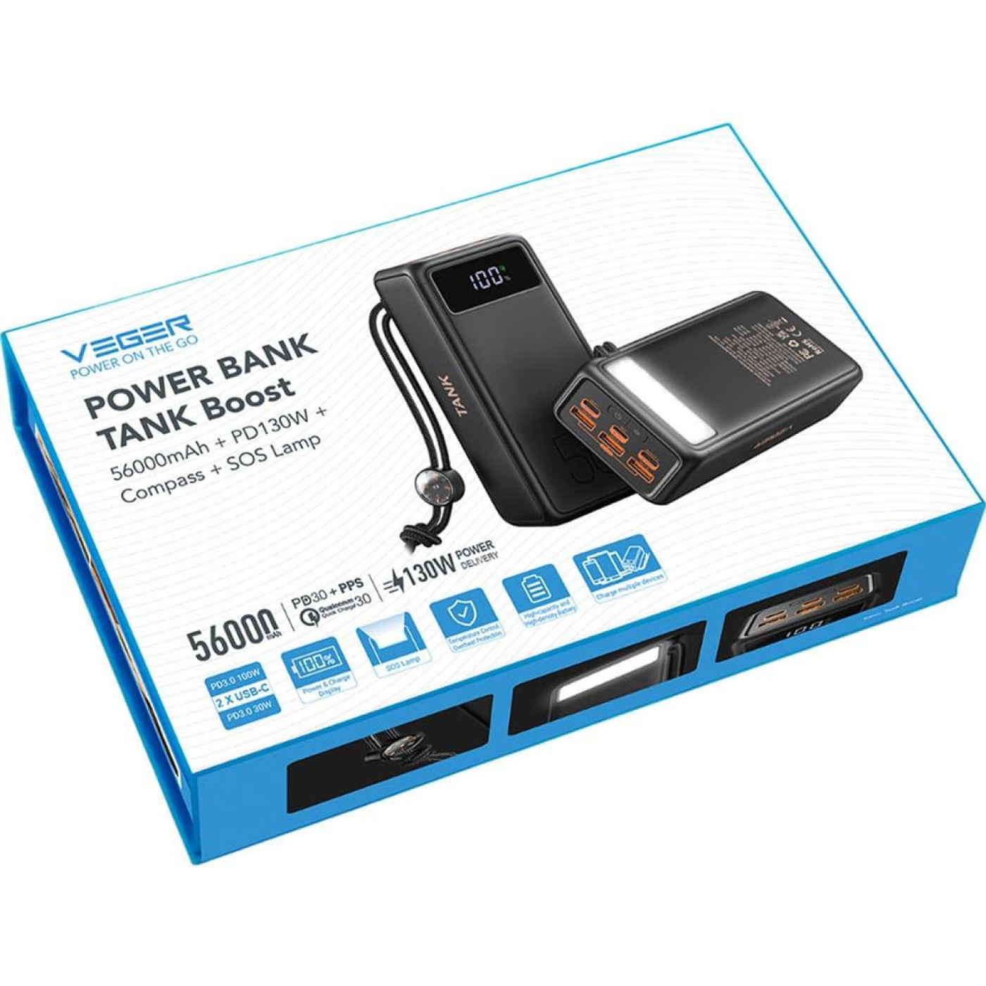 Павербанк Veger Black 56 000 mAh / 130 Вт (W5001C.black)