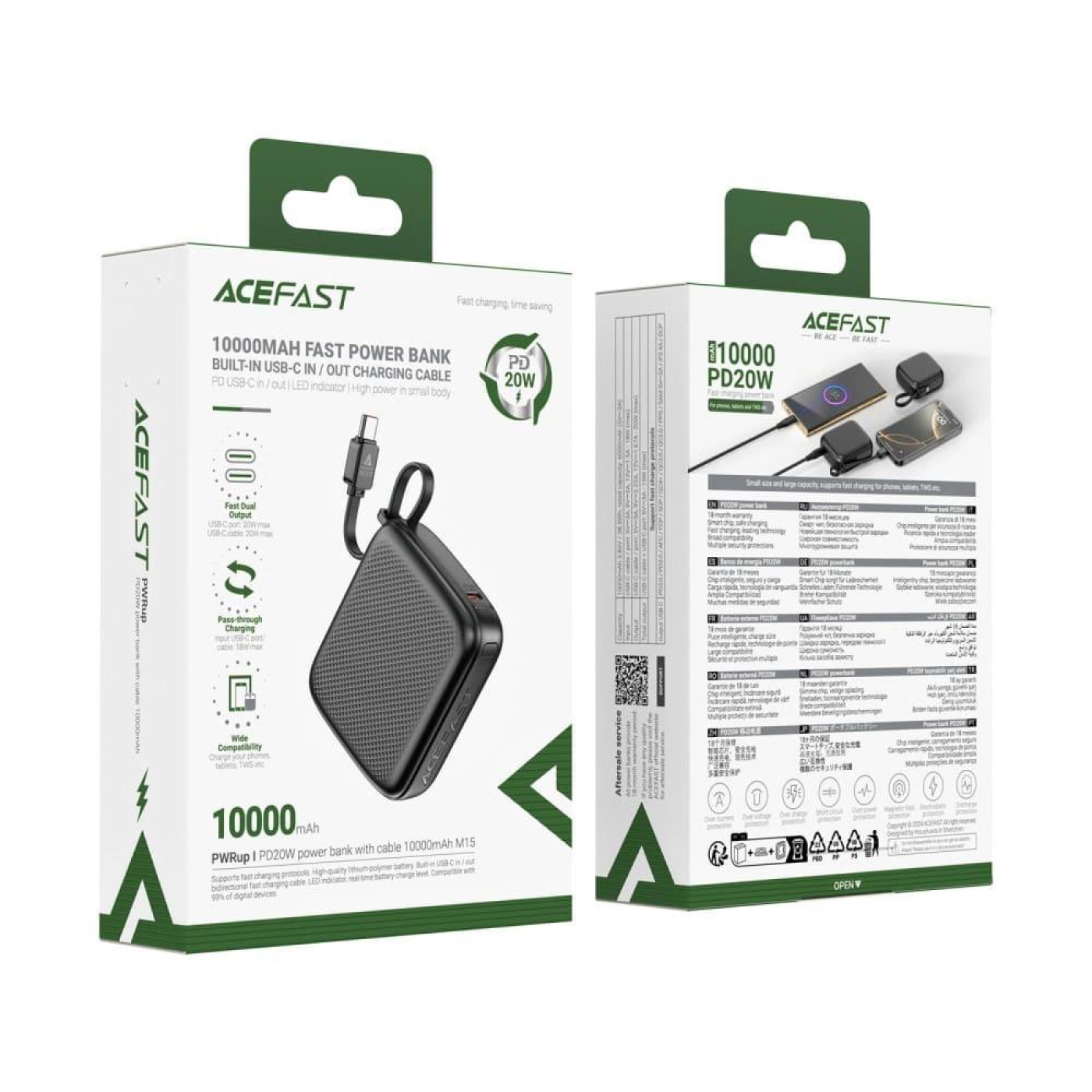 Павербанк Acefast Black 10 000 mAh / 20 Вт (6974316283973)