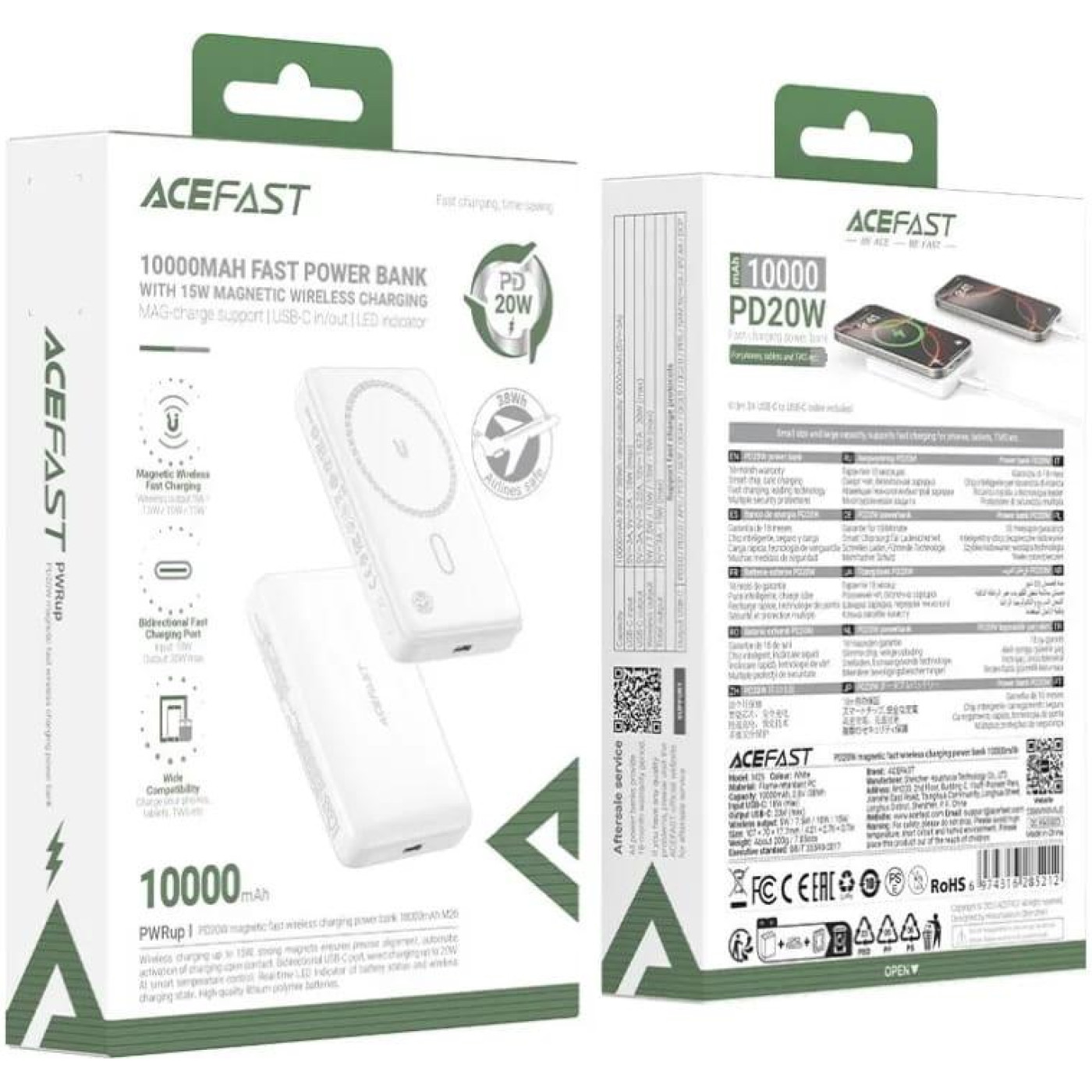 Павербанк Acefast White 10 000 mAh / 15 Вт (6974316285212)