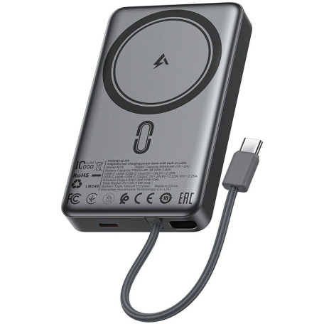 Павербанк Acefast Magnetic Wireless Black 10 000 mAh / 22.5 Вт (6974316284017)