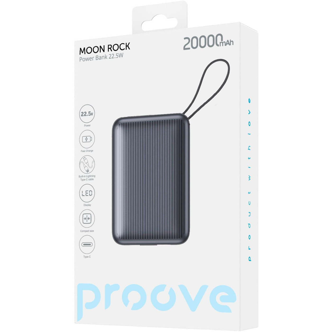 Павербанк Proove Moon Rock Gray 20 000 mAh / 22.5 Вт (PBM222012105)