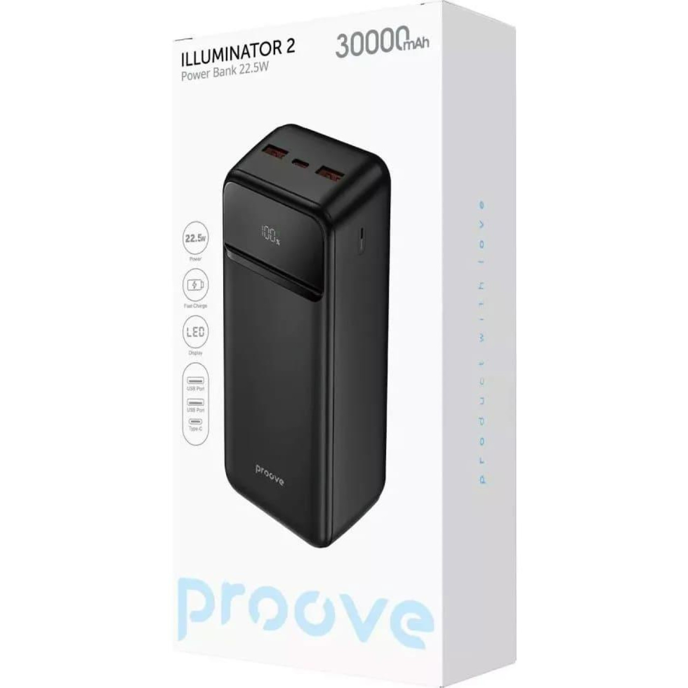 Павербанк Proove Illuminator 2 Black 30 000 mAh / 22.5 Вт (PBIP30212201)
