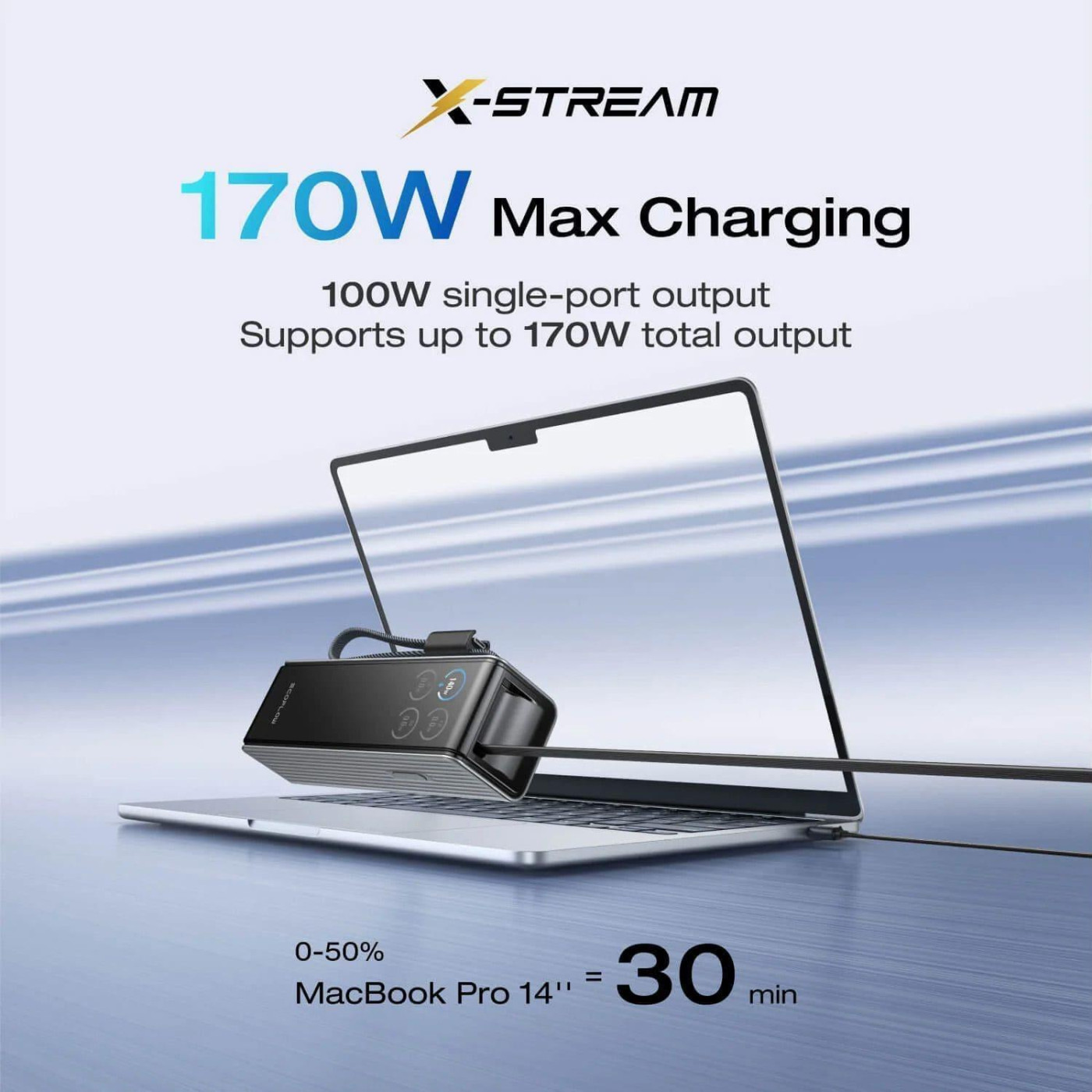 Павербанк EcoFlow RAPID Power Bank з кабелями Gray 25 000 mAh / 170 Вт (EF-RAPID25K100W-S-EU)