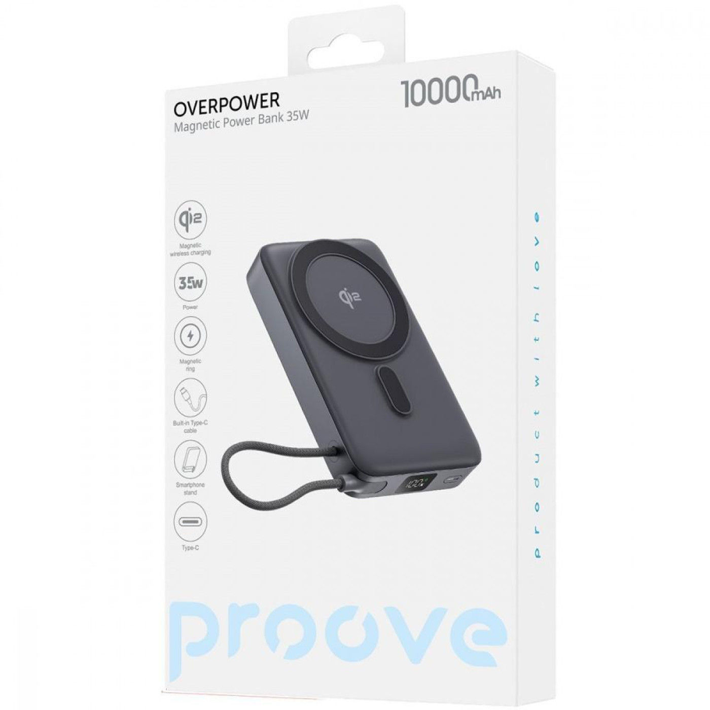 Павербанк Proove OverPower Qi2 Gray 10 000 mAh / 35 Вт (PBOP35012105)