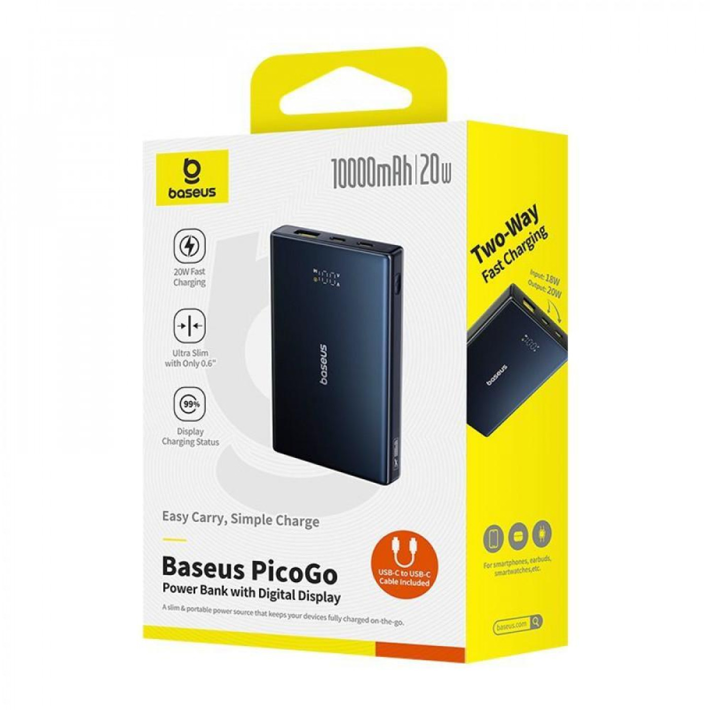 Павербанк Baseus PicoGo Digital Display Black 10 000 mAh / 20 Вт (P10076801123-00)