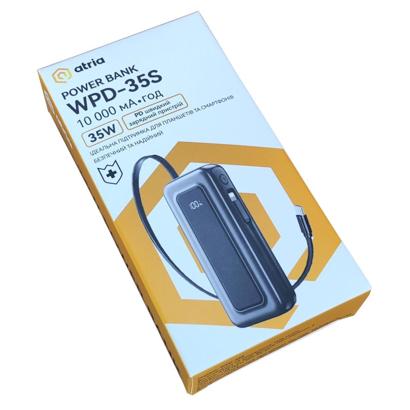 Павербанк ATRIA Black 10 000 mAh / 35 Вт (WPD-35S)