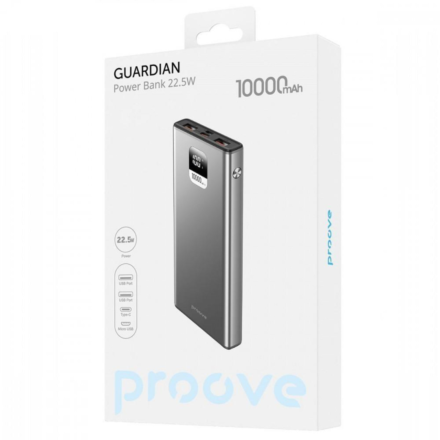 Павербанк Proove Guardian Gray 10 000 mAh / 22.5 Вт (PBG122210004)