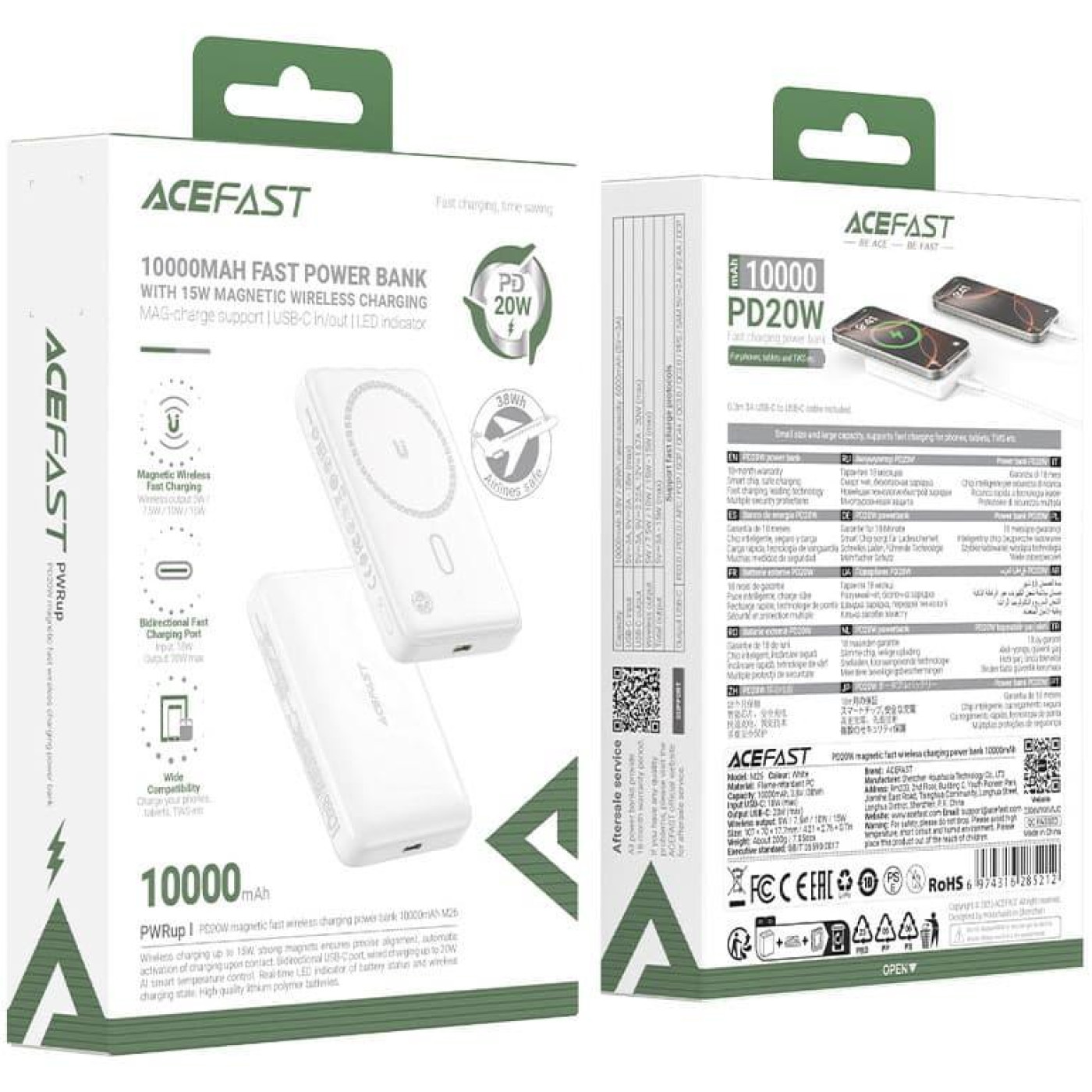 Павербанк Acefast Magnetic Wireless White 10 000 mAh / 15 Вт (6974316285212)
