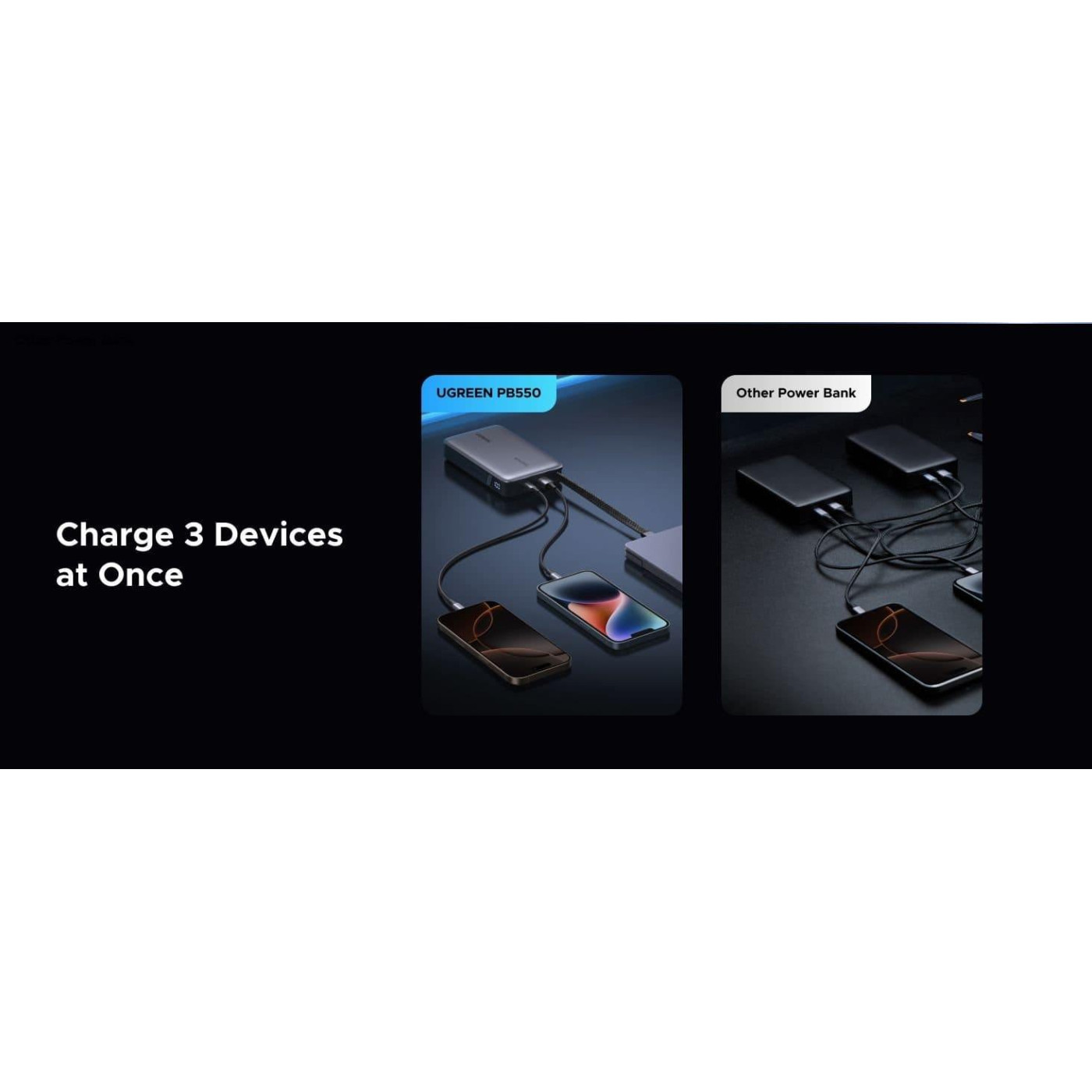 Павербанк Ugreen Gray 20 000 mAh / 67 Вт (55996B)