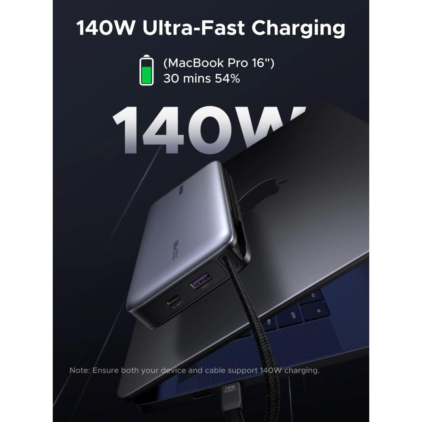 Павербанк Ugreen Gray 25 000 mAh / 165 Вт (55995B)