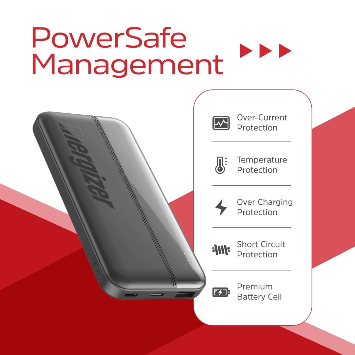 Павербанк Energizer Black 10 000 mAh / 15 Вт (UE10050CC)