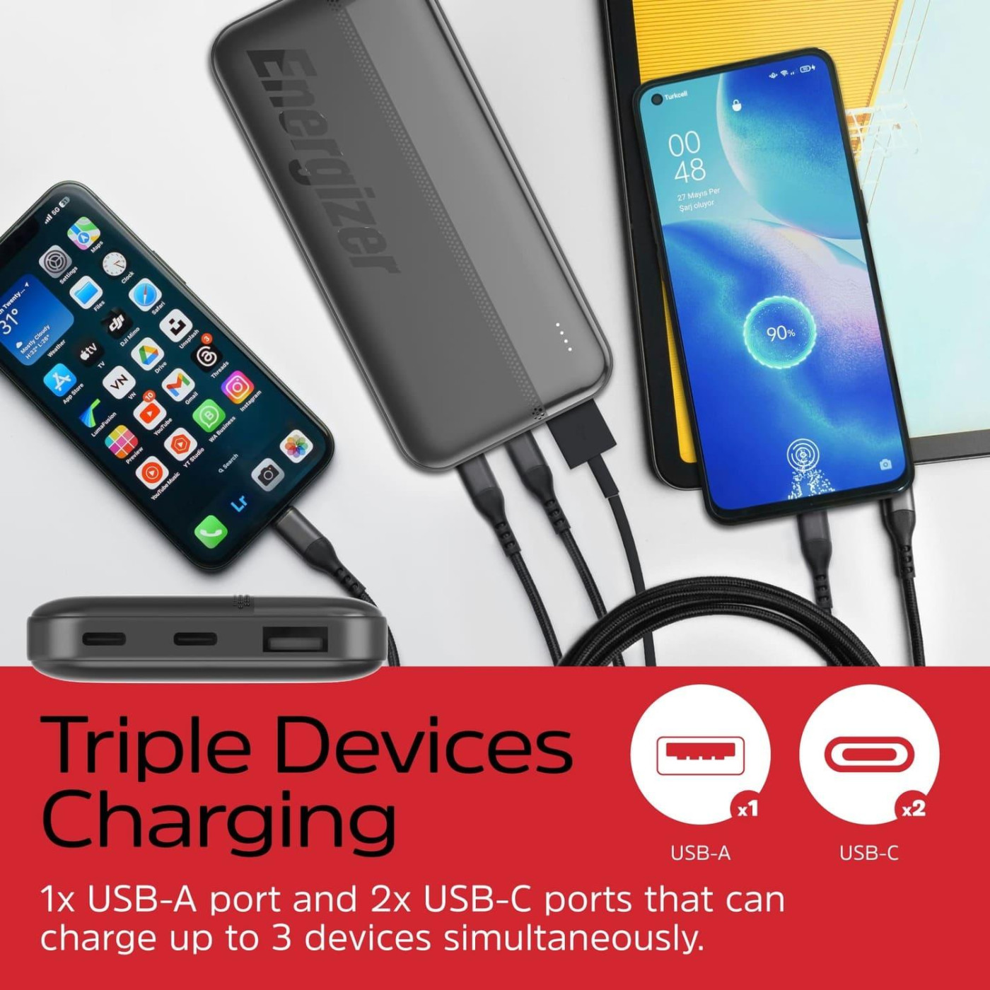 Павербанк Energizer Black 10 000 mAh / 15 Вт (UE10050CC)