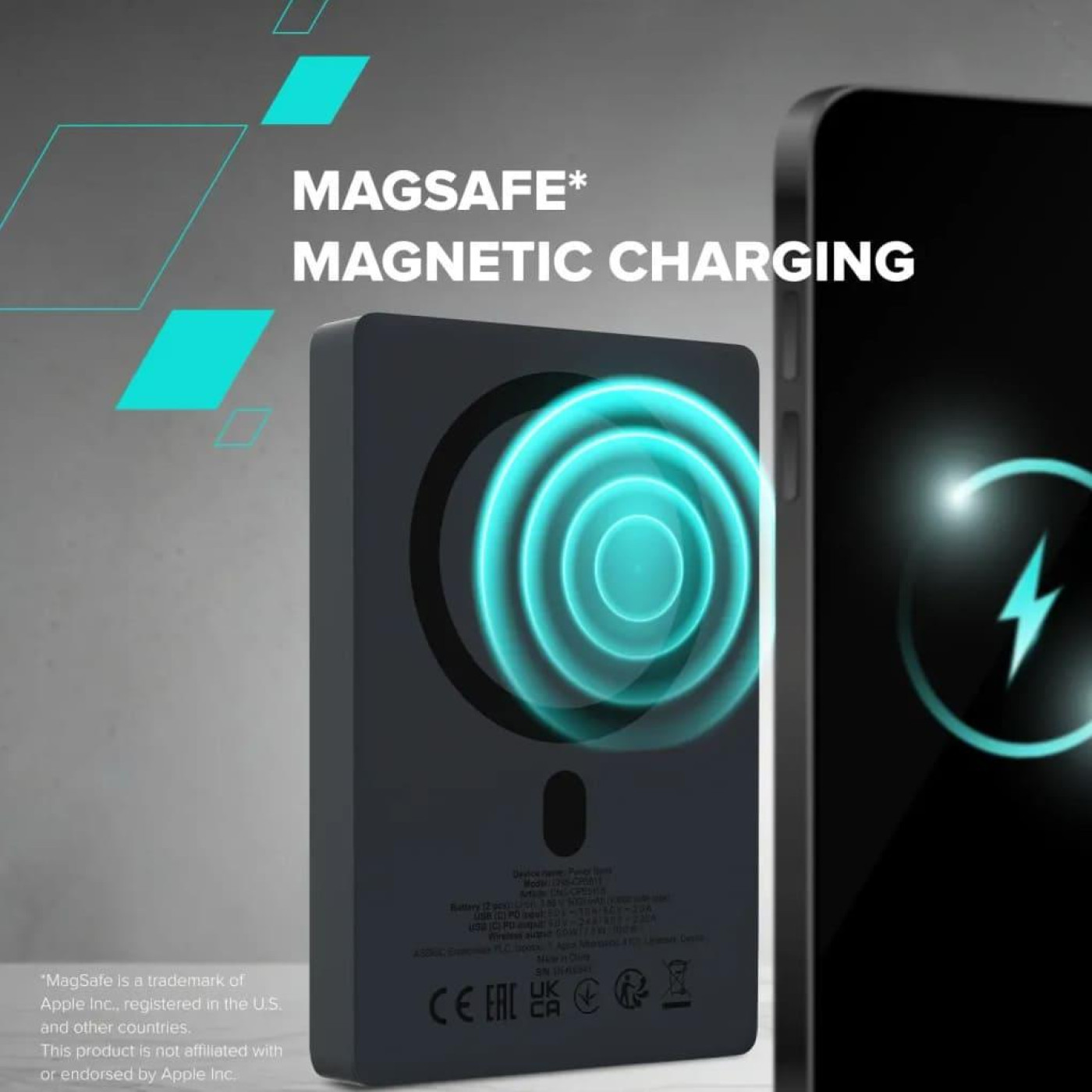 Павербанк Canyon Magnetic Black 10 000 mAh / 20 Вт (CNS-CPB511B)