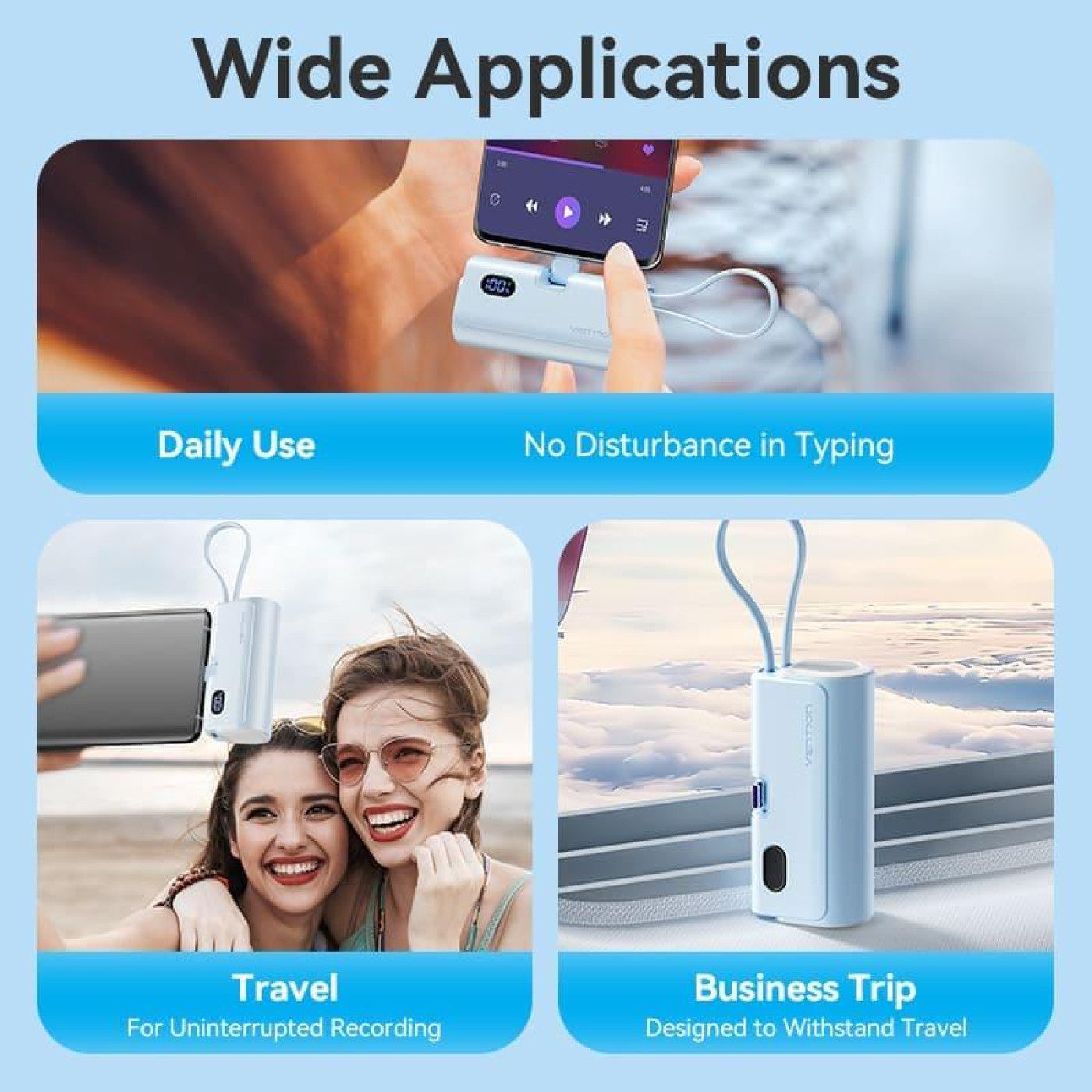 Павербанк Vention Black 4800 mAh / 22.5 Вт (FHQB0)