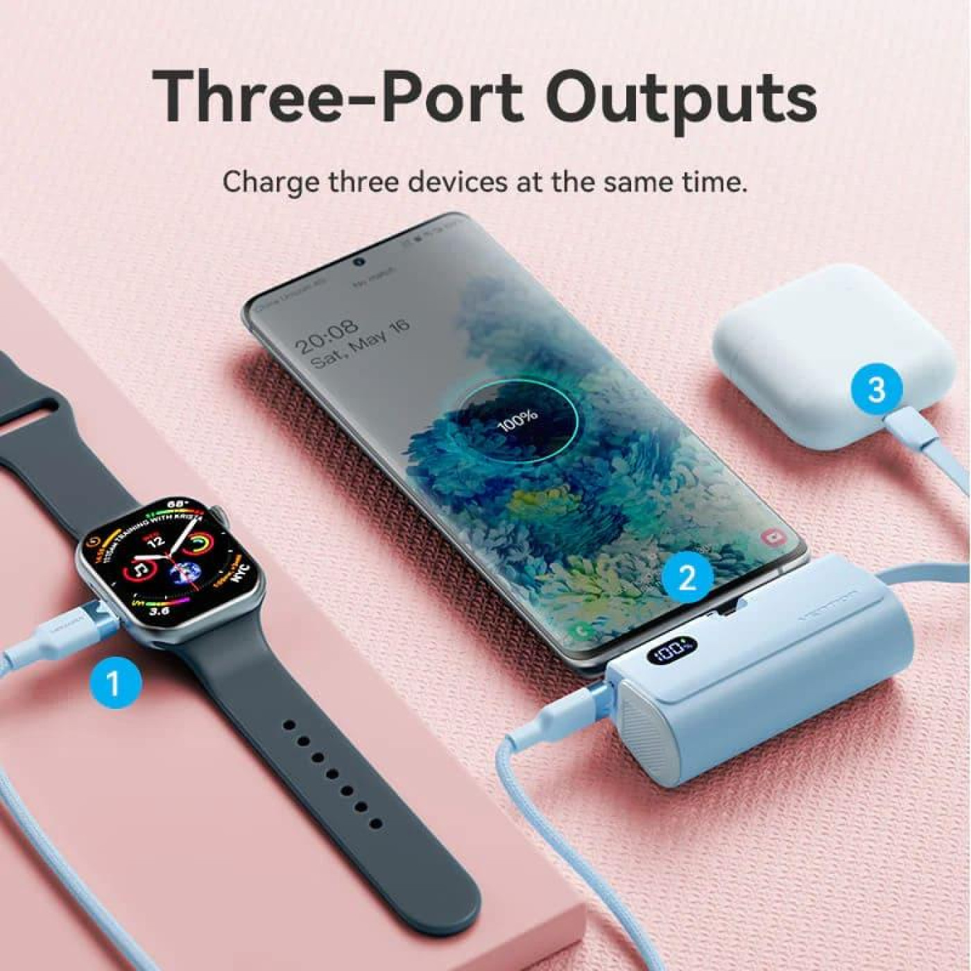 Павербанк Vention Blue 4800 mAh / 22.5 Вт (FHQL0)