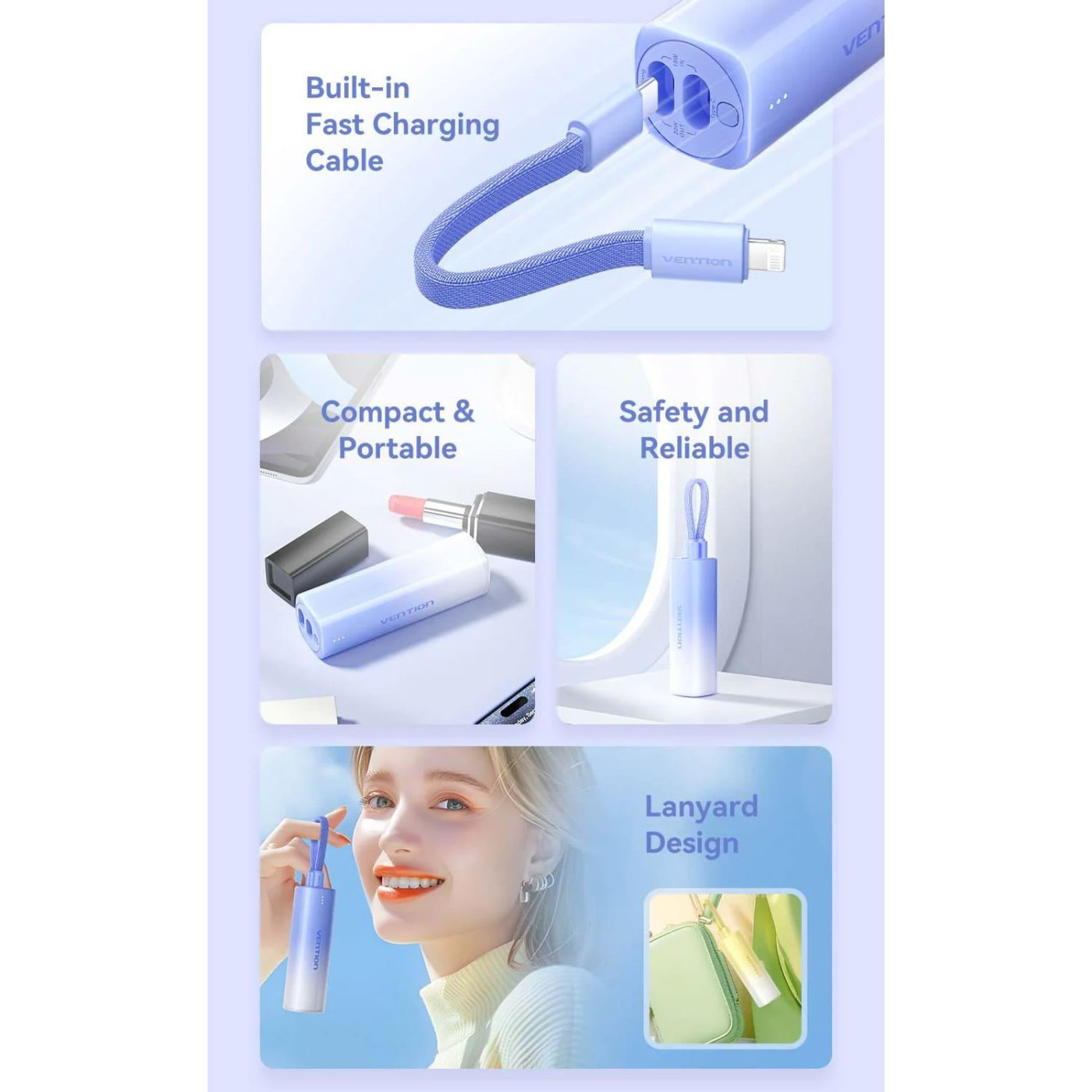 Павербанк Vention Yellow 5 000 mAh / 20 Вт (FHWY0)