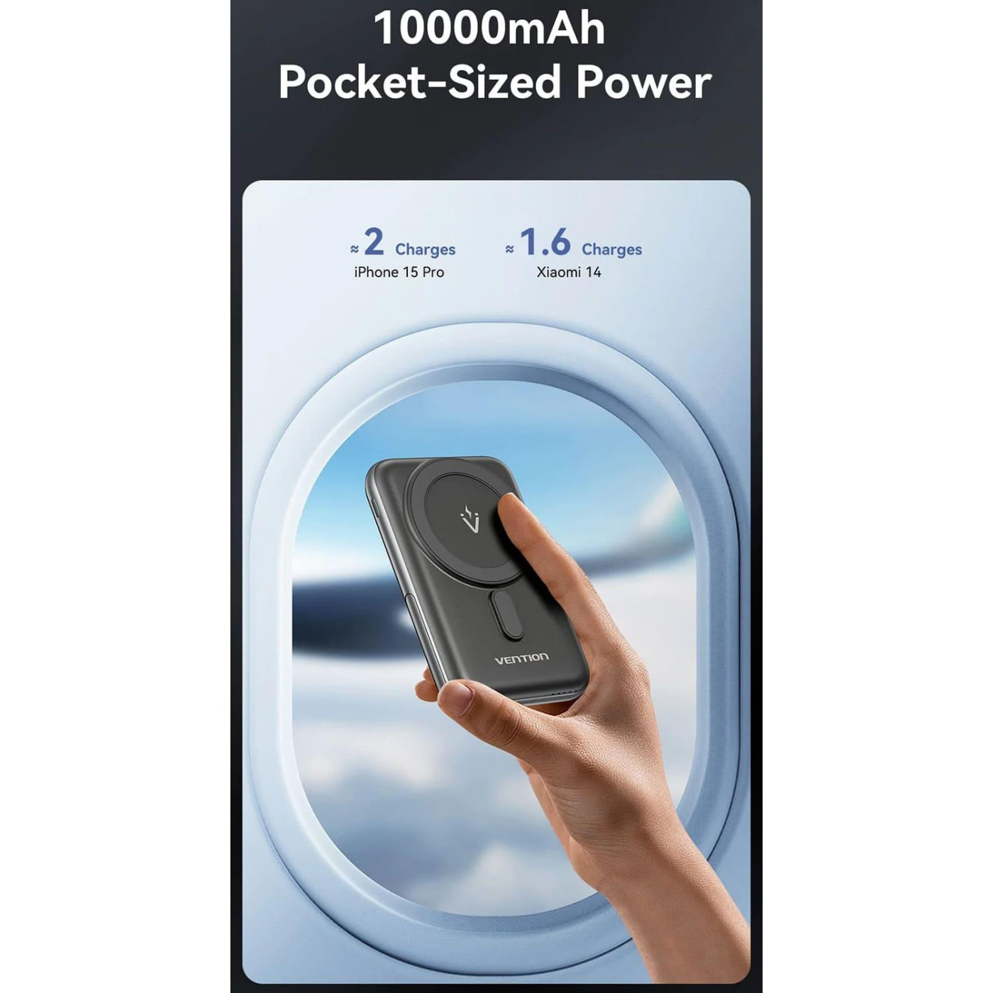 Павербанк Vention Magnetic Wireless Black 10 000 mAh / 20 Вт (FHNB0)